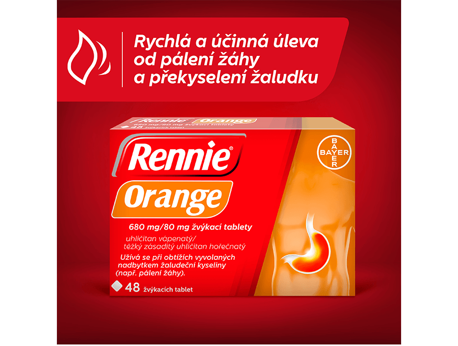 Rennie Orange - Rychlá a účinná úleva od pálení žáhy a překyselení žaludku